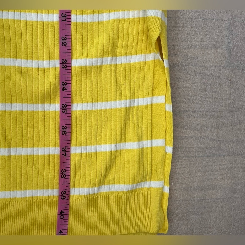 [M]Banana Republic Knit Stripe Sleeveless Dress Yellow White Side Slit - Picture 8 of 8